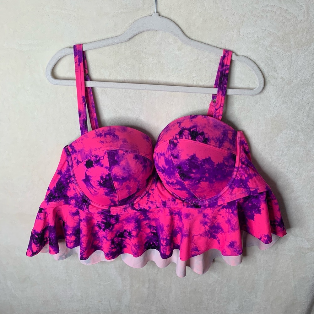 TORRID Purple & Pink Midkini Swimsuit Top
